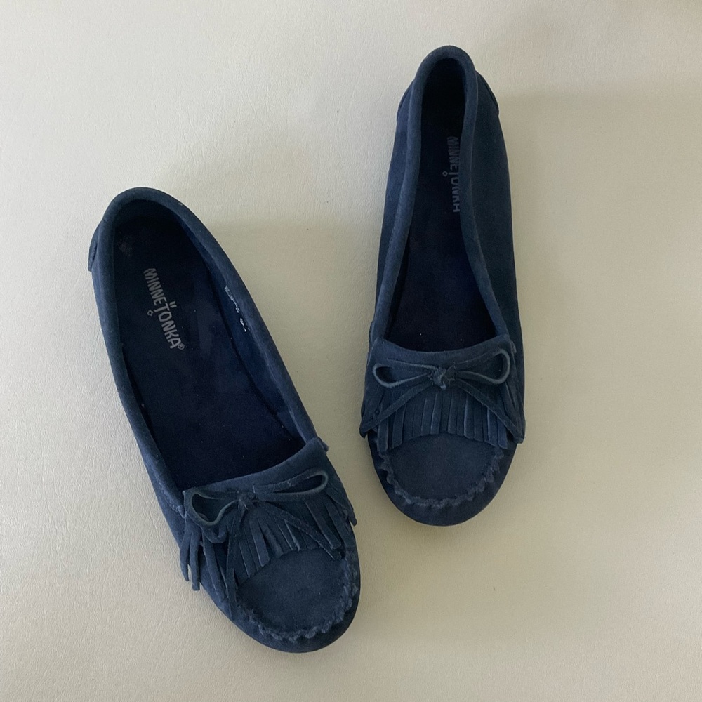 Minnetonka Navy Suede Moccasins